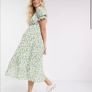 ASOS Floral Green Maternity Dress